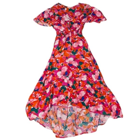 Abel The Label Dress Womens XS Pink Santa Cruz Tropical Island Beach Floral Midi - Picture 2 of 9